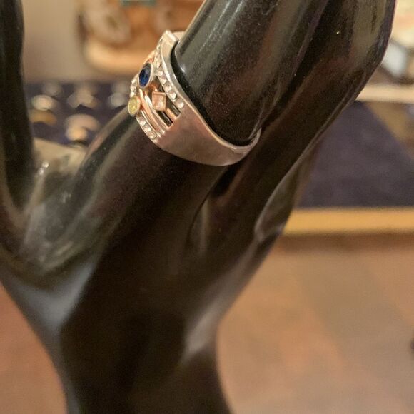 Sterling silver abstract rhinestone ring 6.5 - Picture 2 of 4